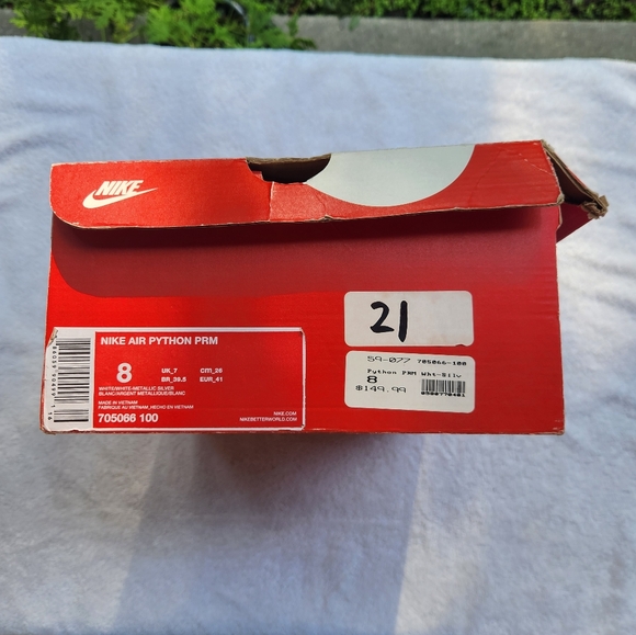 NIKE|Air Python|Size Men's 8|White Metallic Silver|Original Box - Picture 7 of 8